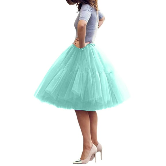 JIKNTTR Women's 2025 Summer Skirt Women Tutu Skirt Knee Skirt Petticoat Skirts Rockabilly Tutu Skirt Midi Beach Skirt