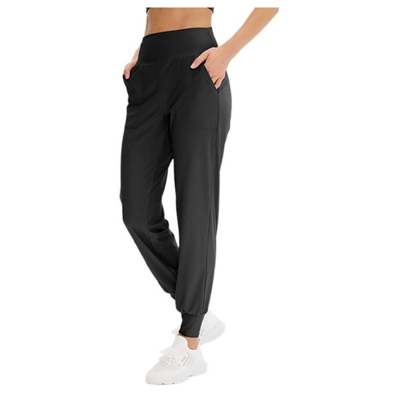 JIKNTTR Women's Athletic Joggers Pants Fall Loose Fit Yoga Pants With Pockets Elastic Waist Lightweight Running Training Workout Quick Dry Pants Athletic Running Pants