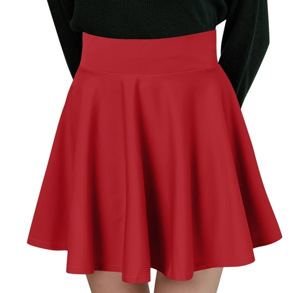 JIKNTTR Women's Basic Versatile Stretchy Flared Skater Skirts Women Fashion Casual Casual Mini Skirt Solid Color Sun Skirt Pleated Skirt Tennis Casual Skirt