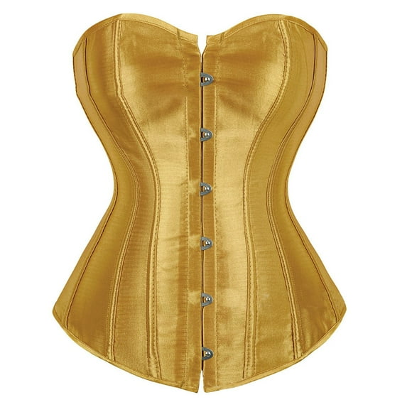 JIKNTTR Women's Bustier Corset Top Plus Size Satin Waist Cincher Overbust Bustiers Lace Up Corset Tops For Women Trendy Clothes