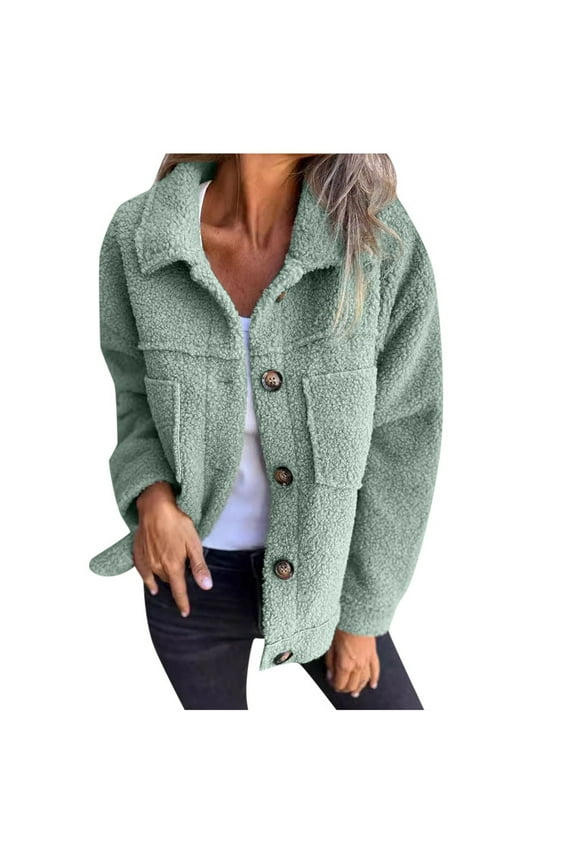 Women's Coats Fall Winter Warm Pea Coat Cozy Teddy Coat For Autumn Winter With Lapel Collar Fashionable Warm Outerwear For Women Trendy 2024 Fall Outfits