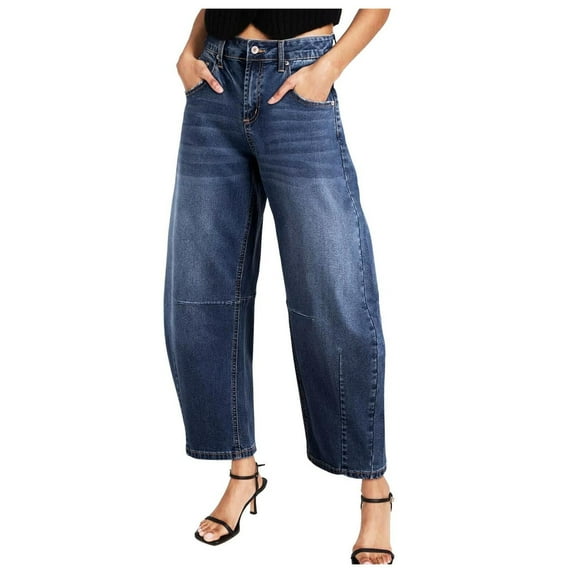 JIKNTTR Women's Jeans Womens Baggy Boyfriend Jeans Wide Leg High Waisted Barrel Jean Trousers Vintage Trendy Ankle Pants Straight Slim Jean Pants