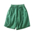 thumbnail image 1 of JIKNTTR Women's Linen Shorts Women's Summer Linen High Waist Wide Leg Shorts With Ruffled Hem Retro Vintage Style Casual Loose Elagant Shorts Trendy Jorts, 1 of 6