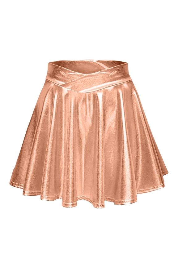 Women's Mini Skirt Holiday Party Metallic Skater Skirt Fashion Sparkly Shiny High Waist Pleated Flared A-Line Mini Skirts Trendy Vintage Skirts