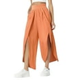 thumbnail image 1 of JIKNTTR Women's Pants Comfort Fashion Loose Fit High Waisted Open High Slit Pants Relaxed Casual Yoga Comfort Fit Trousers, 1 of 6