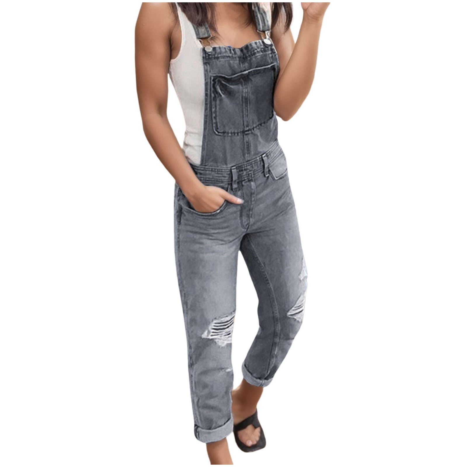 Body Washed Denim Jumpsuits main image 1