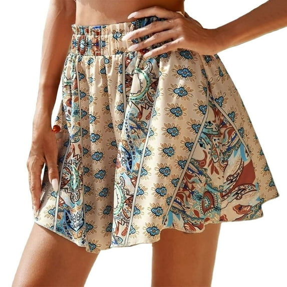 JIKNTTR Women's Shorts Fashion Casual Summer Shorts Loose High Waisted Elastic Cute Print Beach Shorts Casual Lightweight Sports Short