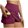 thumbnail image 1 of JIKNTTR Women's Shorts Hiking Athletic Shorts Double Layered Pleats Tennis Skirts High Waisted Skirt With Shorts Pockets Workout Athletic Skorts Summer Beach Shorts 2024 Fashion Vacation Outfit, 1 of 8