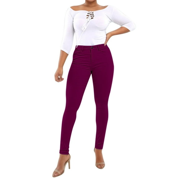 JIKNTTR Women's Strechy Trendy Jeans Fashionable Stretch Jeans Skinny Lifting High Waist Skinny Jeans Summer Denim Pants