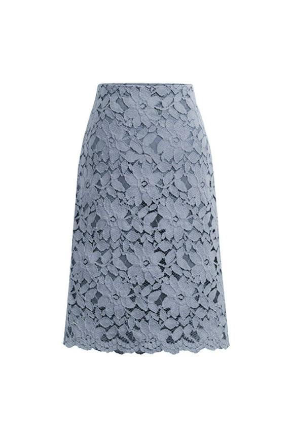 Women's Summer Cute High Waist Ruffle Skirt Lace Skirt A-Line Hollow Out Fitness Skirt Knee Length Plus Size Skirt Long Boho Skirts for Women