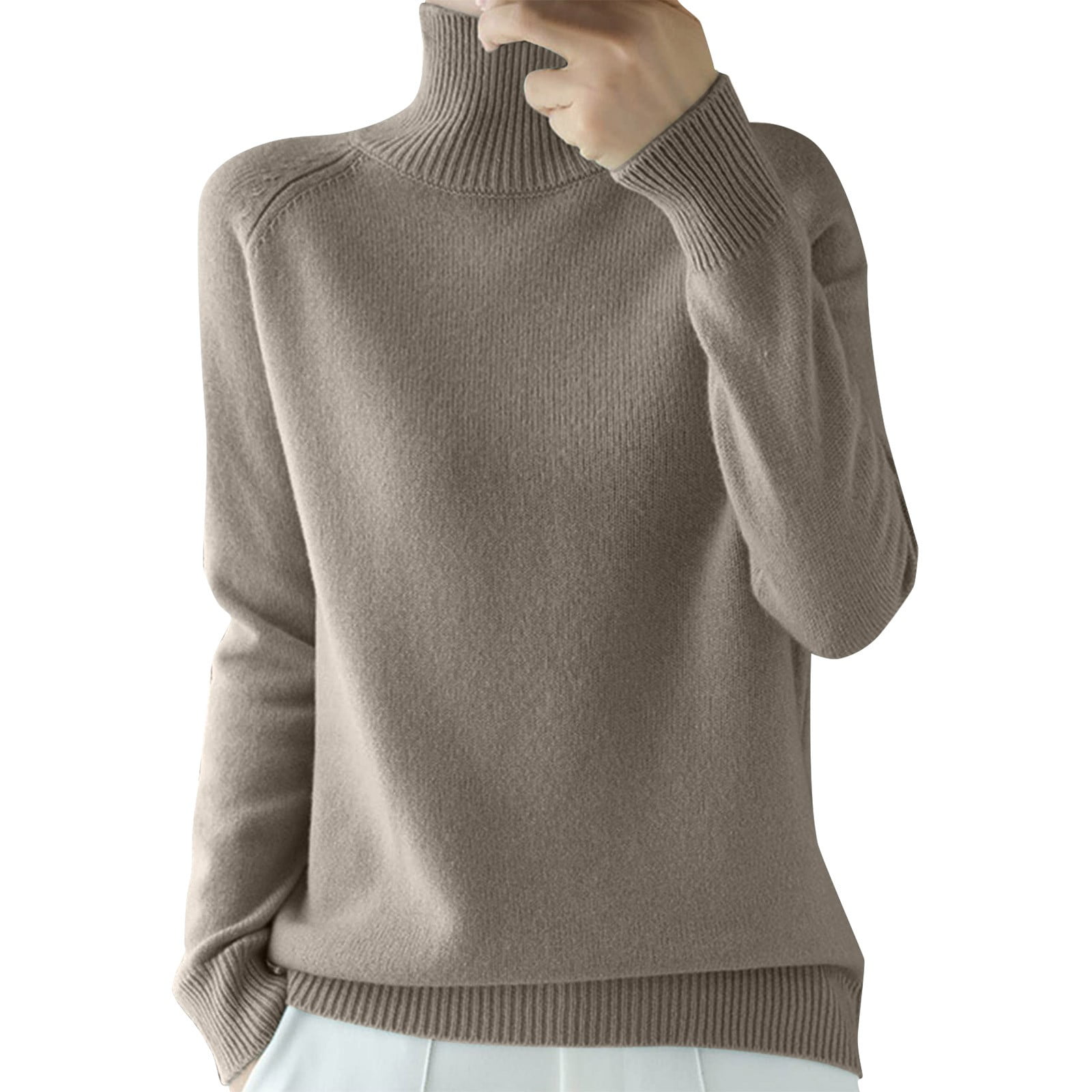 Women’s Elegant Off-Shoulder Turtleneck Sweater — Long Sleeve Knit Top