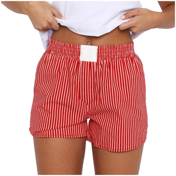JIKNTTR Womens Casual Loose Striped Shorts Comfort Athletic Shorts Outdoor Sports Trousers Relaxed Fit Rolled Shorts