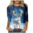 thumbnail image 1 of JIKNTTR Womens Christmas Printed Tshirts Tops Trendy Cute 3/4 Length Sleeve Round Neck Shirts Loose Fit T Shirts Fall Fashion Tops Comfy Basic Tees Top, 1 of 4