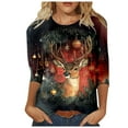 thumbnail image 1 of JIKNTTR Womens Christmas Printed Tshirts Tops Trendy Cute 3/4 Length Sleeve Round Neck Shirts Loose Fit T Shirts Fall Fashion Tops Lightweight Slim Fit Tops, 1 of 4