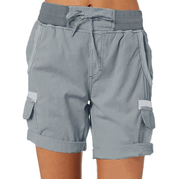 JIKNTTR Womens Drawstring Shorts Summer Cargo Shorts Fashion Loose Hiking Shorts With Pockets Cute Comfy Summer Shorts