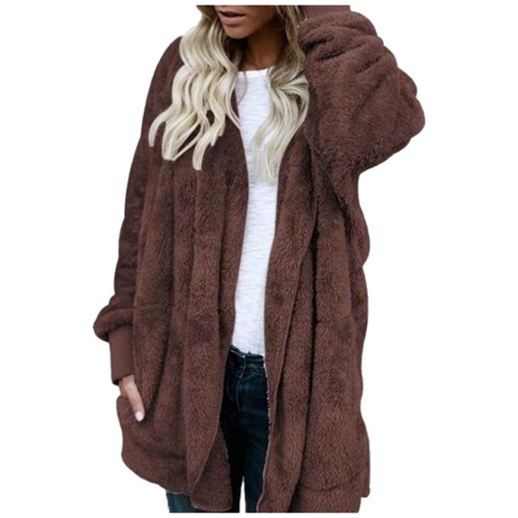 JIKNTTR Womens Zip Up Jacket with Pockets Two Way Wear Longline Jacket Warm Open Cardigan Stylish Womens Winter Warm Coats