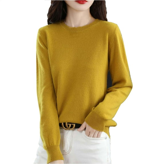 JIKNTTR Womens Long Sleeve Shirts Slim Knitted Thermal Tops Casual Crewneck Bottoming Shirt Womens Sweaters Fall Fashion Clothes Slim Fit Base Layer Shirts