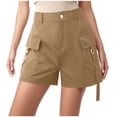 thumbnail image 1 of JIKNTTR Womens Running Shorts Street Fashion Pressed Pleated Shorts Internet Fashion Trend Pocket Cargo Hot Pants Women's Hiking Cargo Shorts, 1 of 5