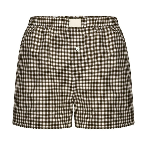 JIKNTTR Womens Shorts Cute Soft Plaid Print Button Front Pajama Bottoms Shorts Sleepwear Casual Baggy Trendy Short Pants