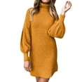 thumbnail image 1 of JIKNTTR Womens Sweaters Temperament Turtleneck Sweater Dress Long Sleeve Jumper Mini Dresses Ladies Turtleneck Sweater Dress Slim Sweater Mini Dress Fall Outfits, 1 of 5