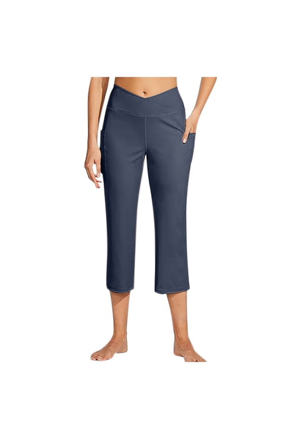 Womens Yoga Pants Women's Yoga Capris Pants High Waist Leggings Straight Leg Athletic Exercise Workout Crop Capris 21 Comfort Workout Tights