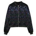 thumbnail image 1 of JIKNTTR Womens Zip Up Jacket Lightweight Sparkly Sequin Jacket Zipper Long Sleeve Glitter Sequin Jacket Going Out Trendy Winter Coats, 1 of 2