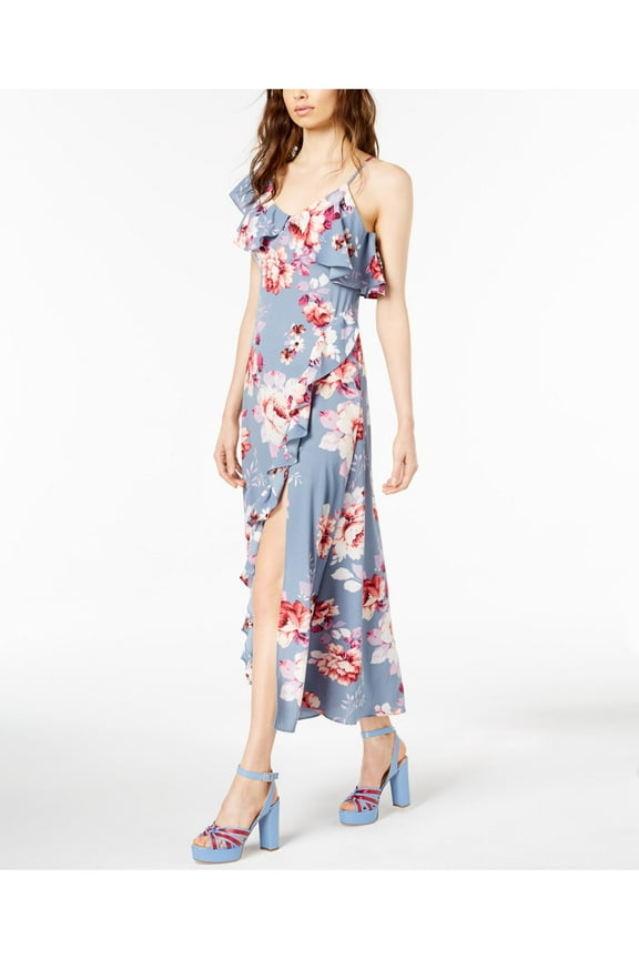 $169 Womens New 1409 Blue Floral Asymmetrical Dress M B+B