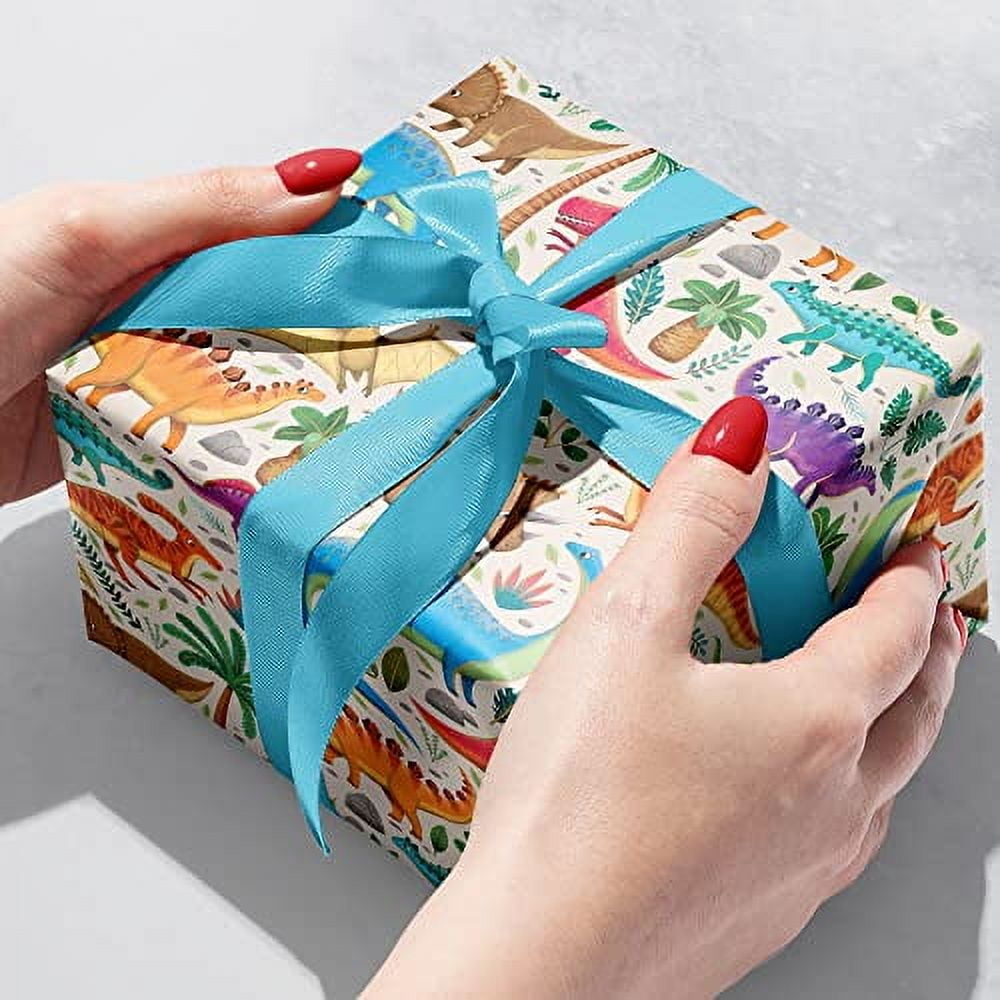 JILLSON & ROBERTS Bulk Kids Gift Wrap, Dinosaurs, Quarter Ream 208 feet ...