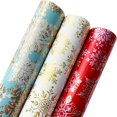 thumbnail image 1 of JILLSON & ROBERTS Winter Snowflake Holographic Wrapping Paper Roll Bundle - Red, Blue, White, Gold (25 sq ft per roll, 75 Total Sq Ft) for Christmas, 3 Pack, 1 of 5