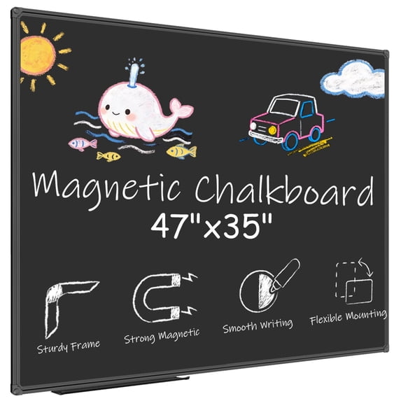 JILhome Magnetic Chalk Board, 47" x 35" Black Dry Erase Board, 4'x3' Blackboard for School, Office, Home, Bar, Restaurant Menu, Black Aluminium Frame