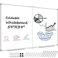 thumbnail image 1 of JILhome 59" x 39" Foldable White Board, 5' x 3' Magnetic Dry Erase Board, Large Marker Board with Marker Tray for Office, Home, School, Kitchen, Silver Aluminum Frame, 1 of 8