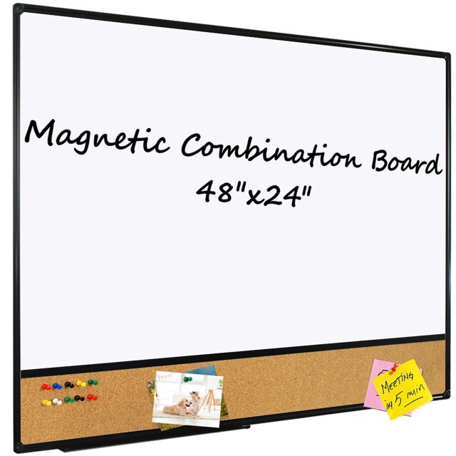 JILoffice Cork Board White Board Combo, 48'' x 36" Cork Board and