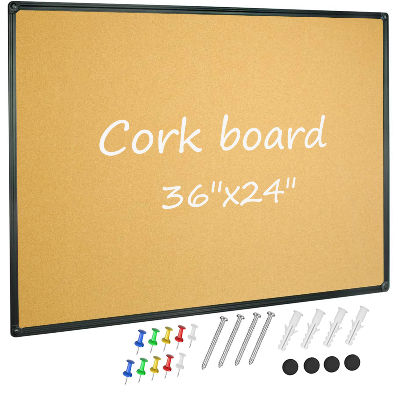 Costway 3 Pack Cork Bulletin Board 24'' x 18'' Wall Mounted Notice