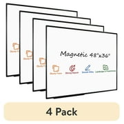 (4 pack) JILoffice Whiteboard / White Board Dry Erase Board with Black Aluminum Frame, 48" x 36", Wall Mounted with Maker Tray