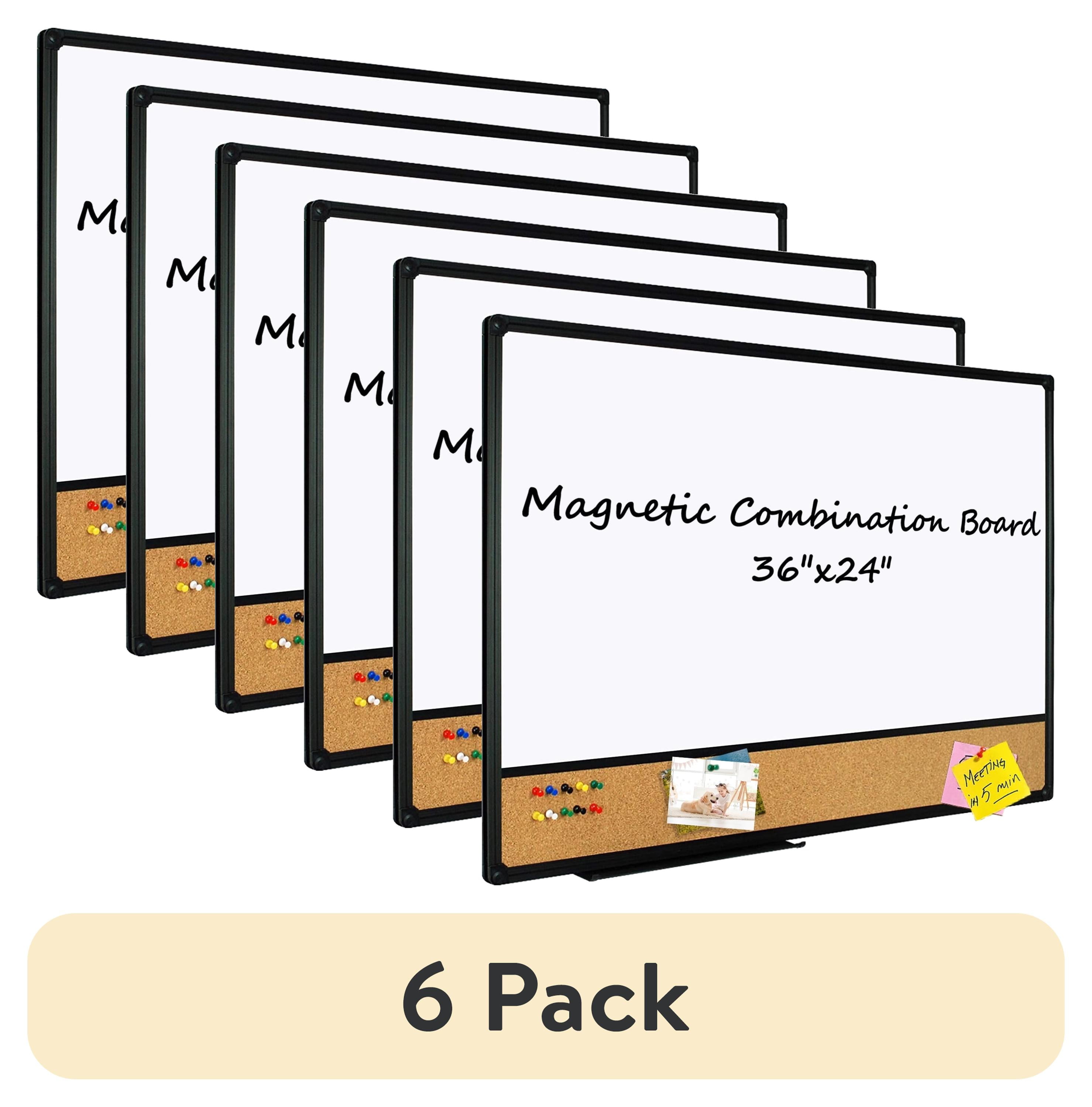 (6 pack) JILoffice Dry Erase Combo Board for Wall 36" x 24" Black Aluminum Presentation