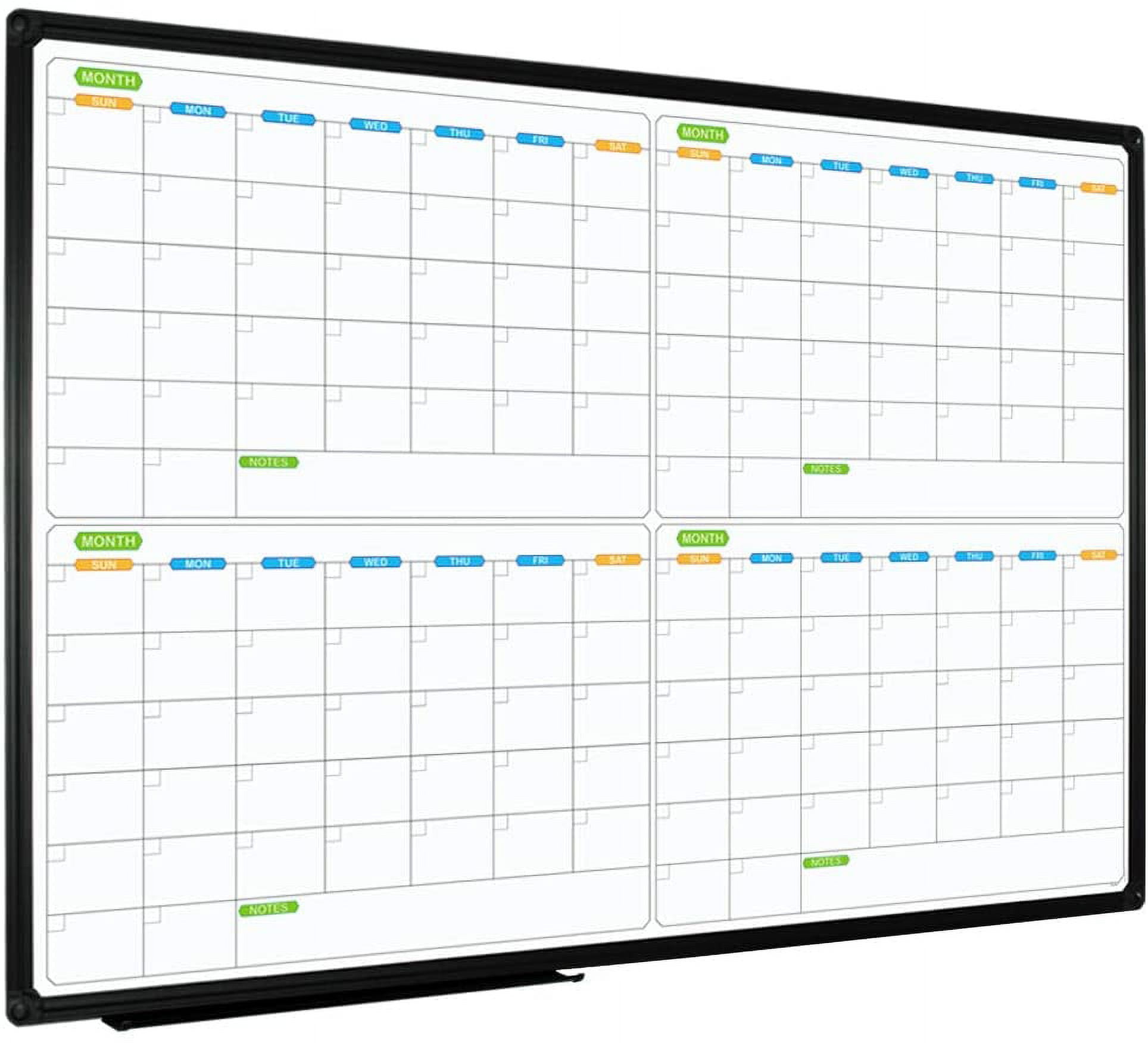 JILoffice Dry Erase Calendar Whiteboard, 4 Month White Board Planner 36 x 24 Inch