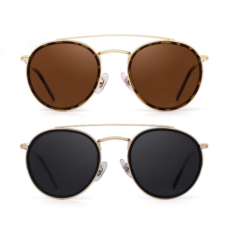2 Pack  Retro Sunglasses Women Trendy Round Classic Glasses 2 Pack Womens Big Round Polarized Sunglasses Vintage Retro  main image 3