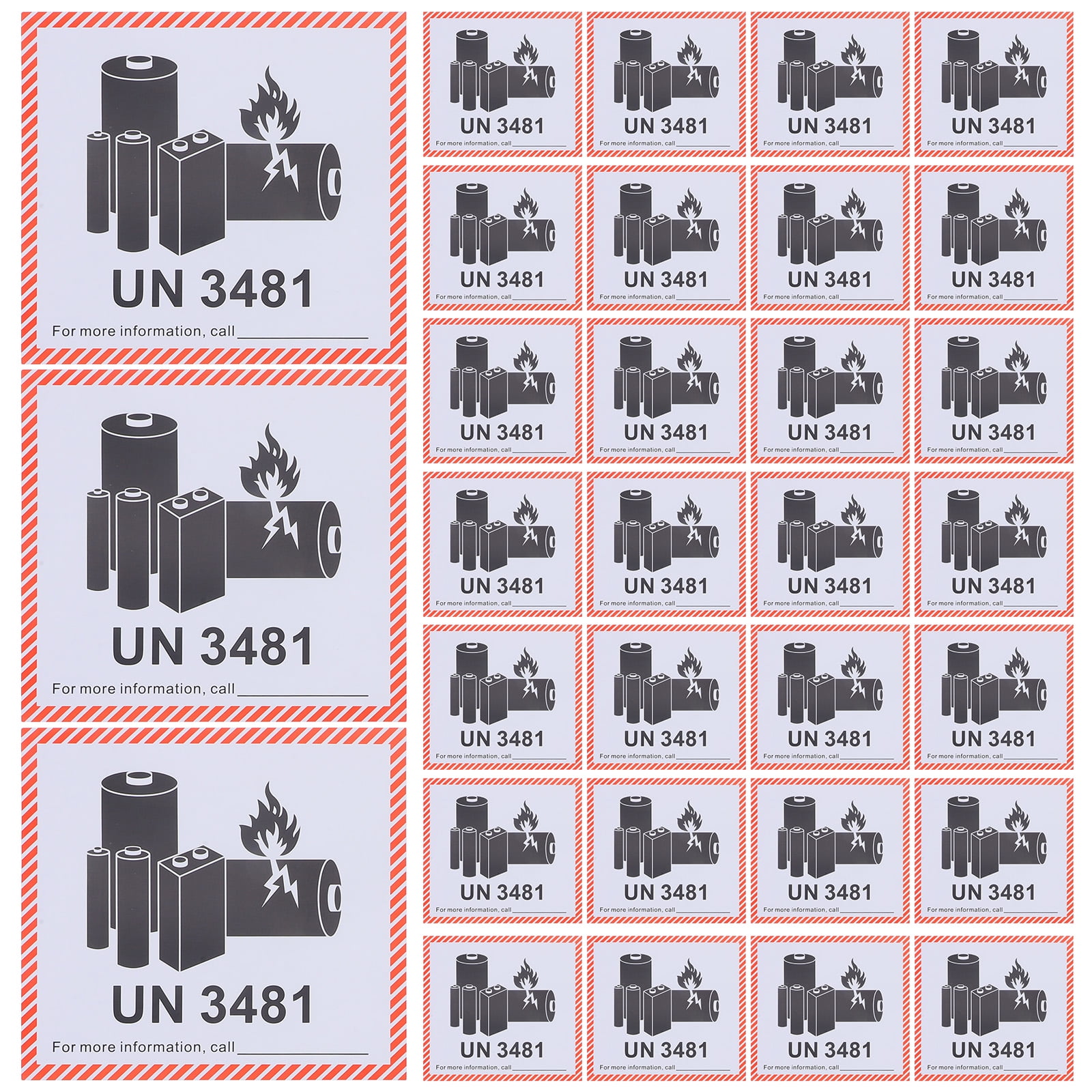 JIMING 100 Sheets Battery Fire Label Shipping Stickers Transport ...