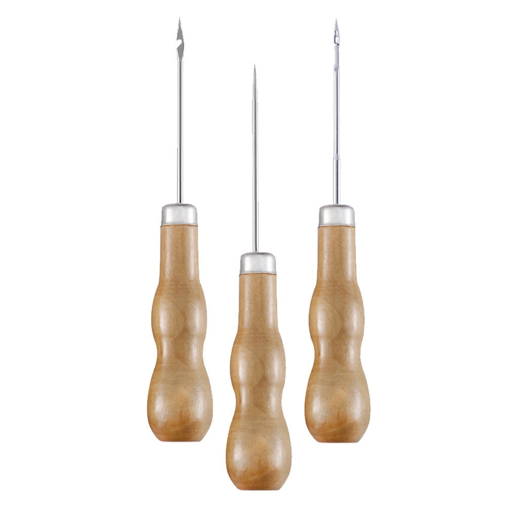 JIMING 3Pcs Handheld Sewing Awls Leather Sewing Awls DIY Leather Craft Supplies