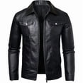 thumbnail image 1 of JIMLAXER Men's Casual Pu Leather Trucker Jacket Lapel Collar Motorcycle Coat with Zipper, 1 of 6