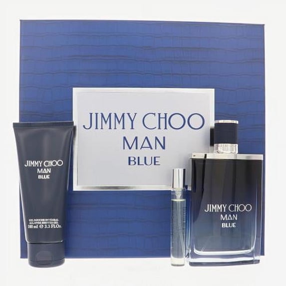 JIMMY CHOO MAN BLUE 3 PCS SET FOR MEN: 3.3 EDT SP + 0.25 EDT SP + 3.3 S/G