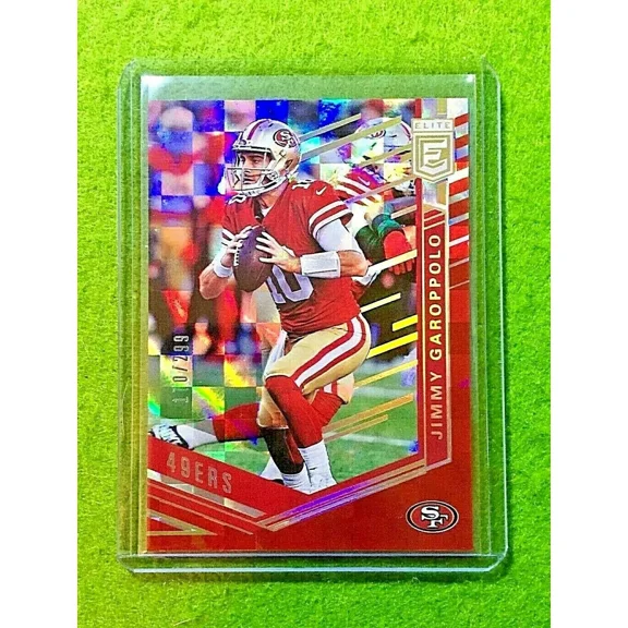 JIMMY GAROPPOLO REFRACTOR RED PRIZM CARD JERSEY #10 49ers SP #/299 Donruss Elite