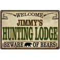 thumbnail image 1 of JIMMY'S Hunting Lodge signGift Man Cave 12x18 Metal Sign 112180085102, 1 of 1
