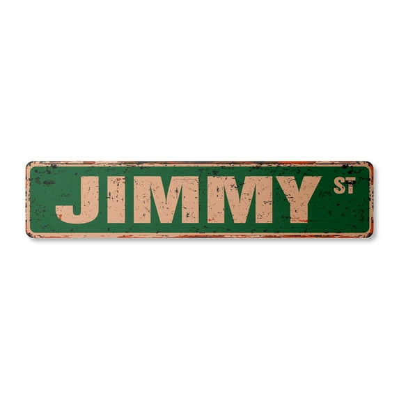 JIMMY Vintage Plastic Street Sign Childrens Name Room Sign | Indoor/Outdoor | 30" Wide