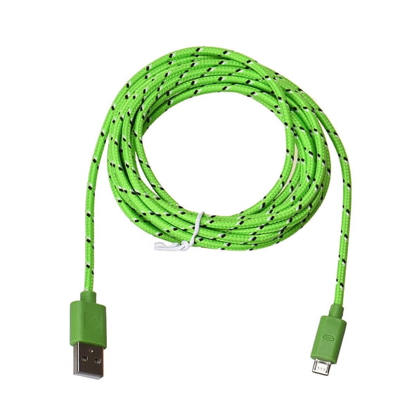 JIMTAB 2Pcs 3M/10Ft Micro Usb Charger Sync Data Cable Cord for Cell Phone Lightgreen (3 Pack