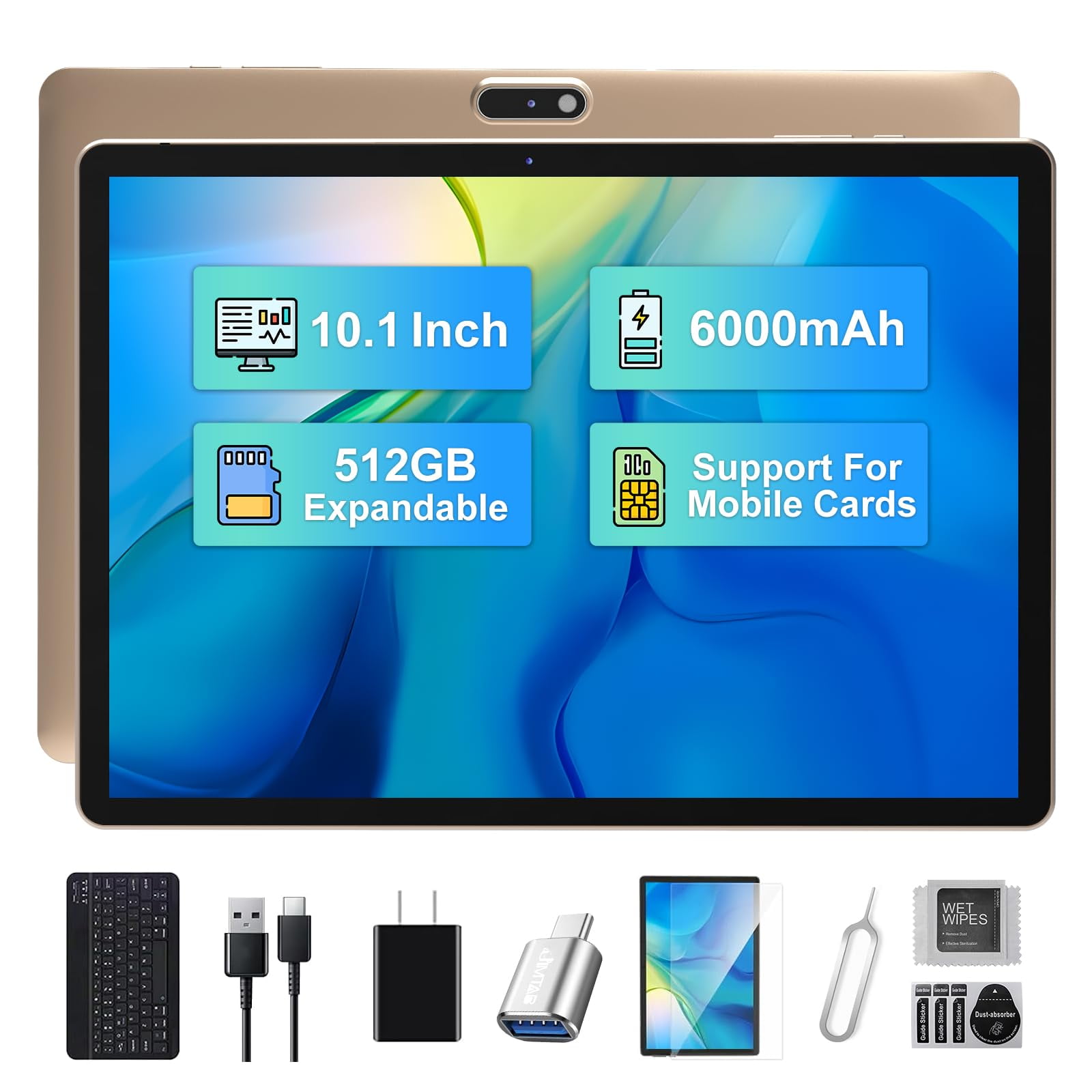 JIMTAB Android 13 Tablets Octa-Core 10 inch 2 in 1 Android Tablet, 4GB ...