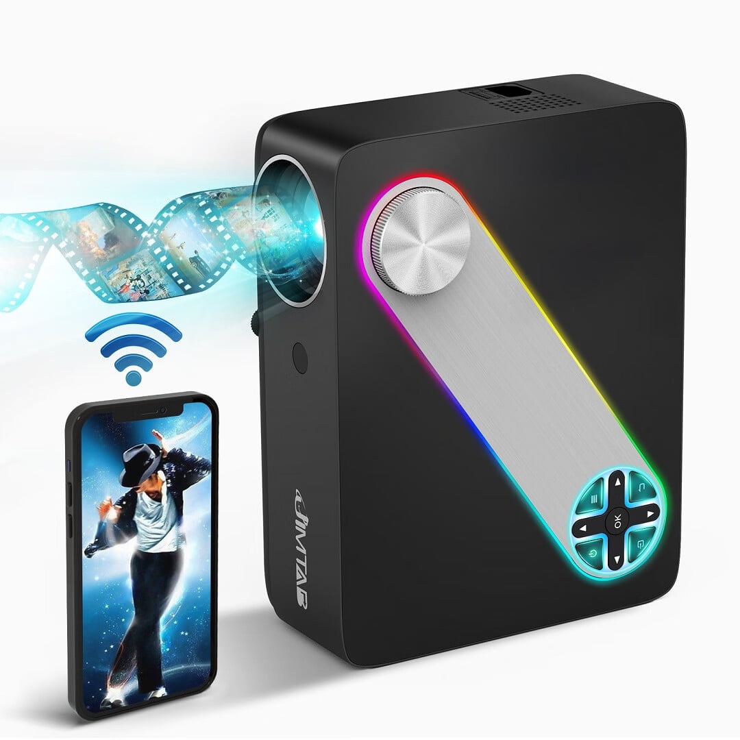 JIMTAB M22 PRO Native 1080P WiFi Video Projector,Short Throw Screen Mirroring 2.4G 5G Projector Support AV,USB,HDMI,TF Compatible with Xbox,Laptop,iPhone and Android (Graphite)