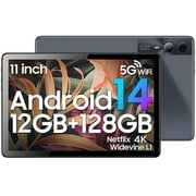 JIMTAB Max Tablet, 11 Inch Android Tablet with 128GB ROM, T616 Octa-core for Gaming, Android 14 tableta, 90000mAh/18W Fast Charge, 10.95 inch Large Tablets with Widevine L1, 2.4G/5G WiFi, 5+13MP