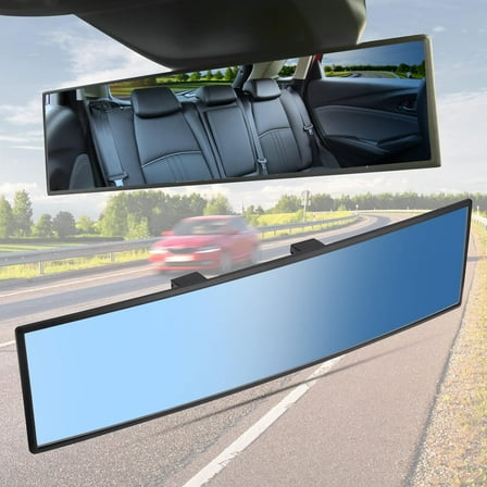 JIMTAB Rear View Mirror, Universal 11.81 Inch Panoramic Convex Interior Clip-on Wide Angle Mirror to Reduce Blind Spot Effectively for Car SUV Trucks -Clear