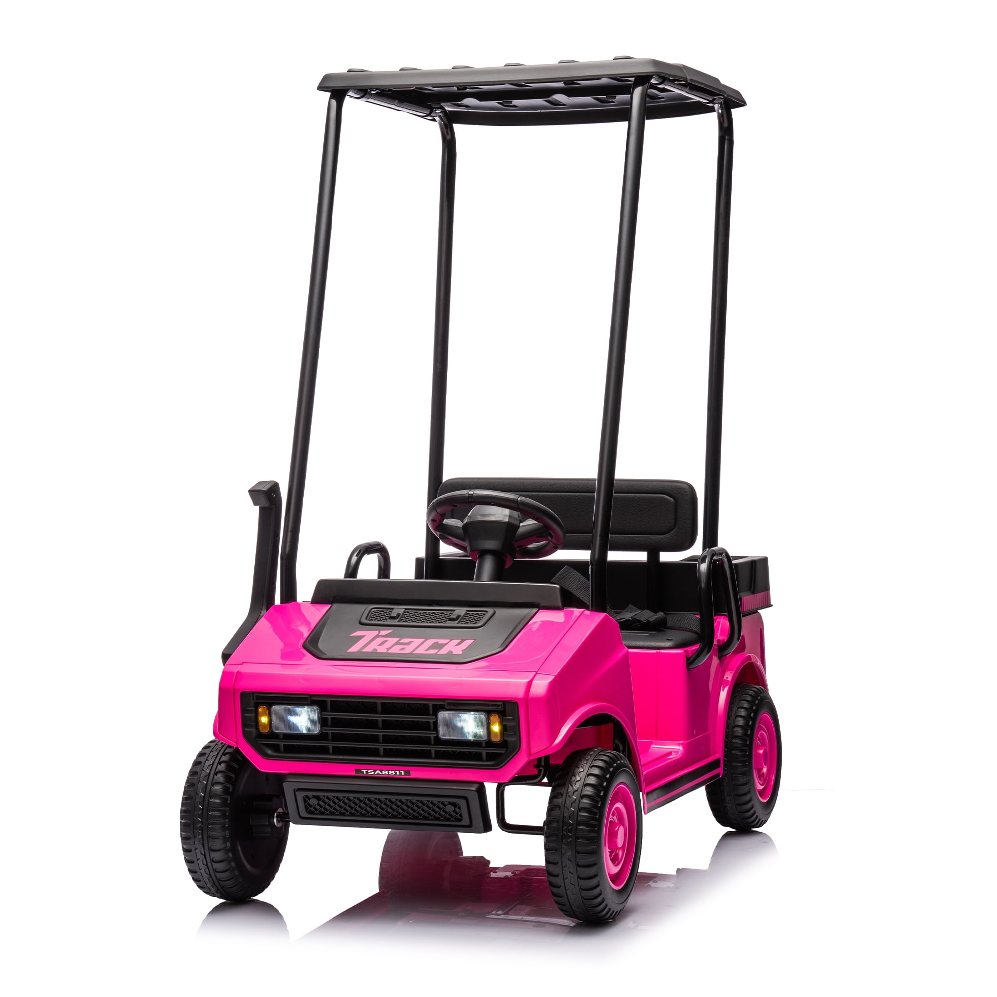 JIMUPARK 24V Kids Ride on Toy Car, Ride on Golf Car with Ceiling, Electric Toy Ride On Vehicle for 3+ Years Kids, Battery Powered Electric Car for Kids Ride On Car, Pink